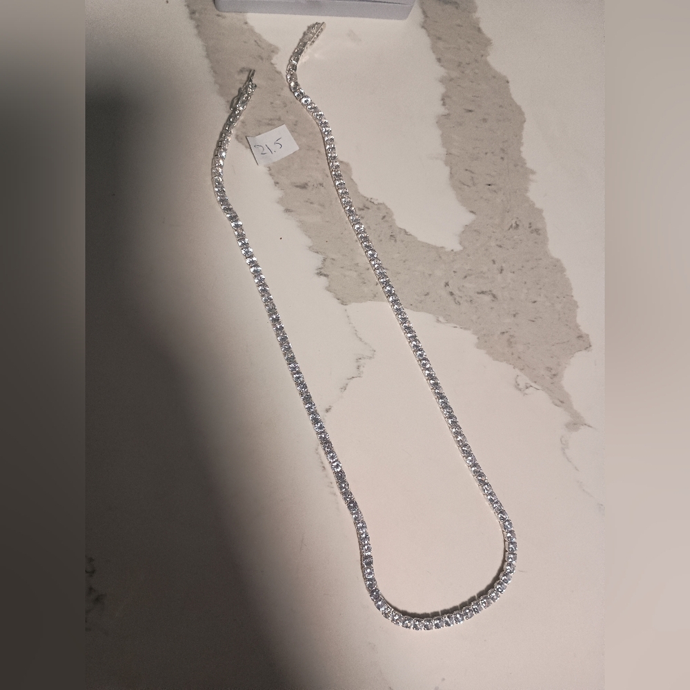 New Moissanite 21.5 Inch Tennis Necklace S 925 Sterling Silver Gorgeous Gift 🎁 - Picture 5 of 6